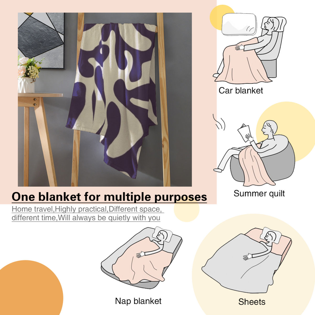 Pastel Multicolor Whimsical Decor Plush Flannel Throw ¨C Seaside Mosaic Edition