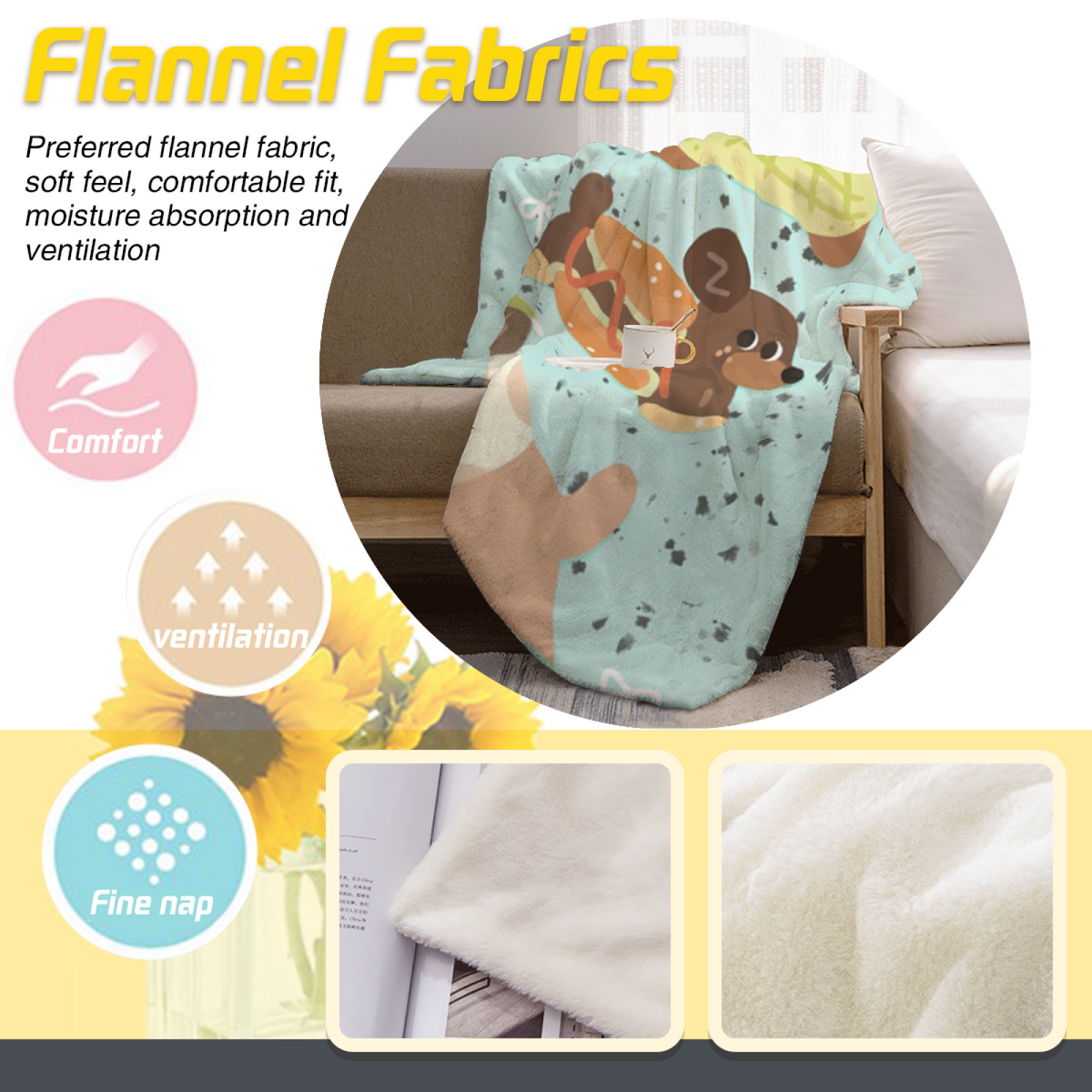 Pastel Multicolor Whimsical Decor All-Season Flannel Blanket ¨C Orchard Treasure Edition