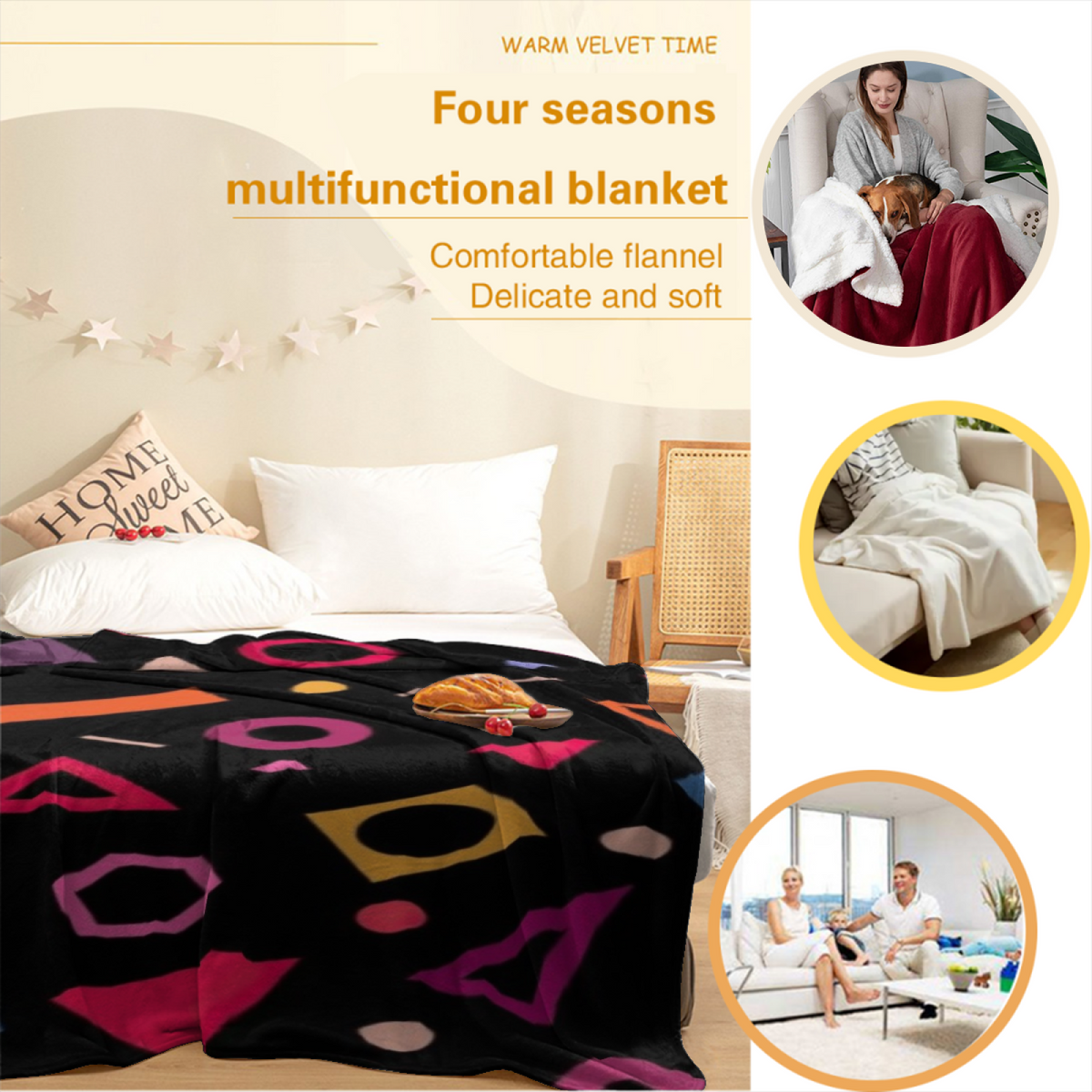 Starlit & Picnic Playful Graphic All-Season Flannel Blanket