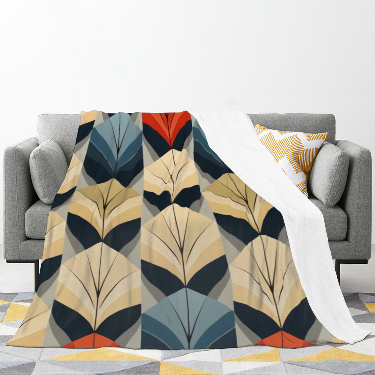 Alpine Spectrum Expressive Print Flannel Sofa Throw in Soft Neutral