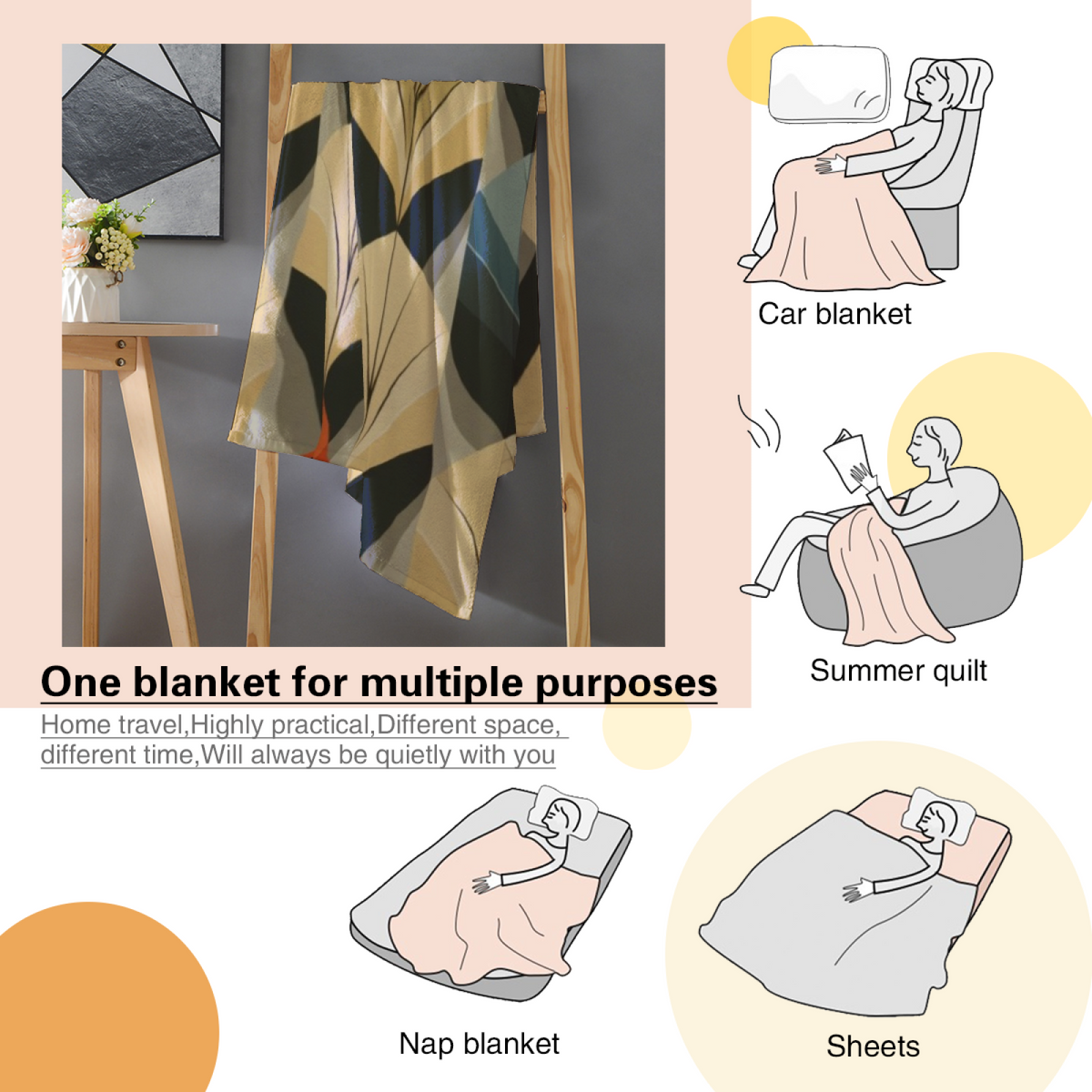 Alpine Spectrum Expressive Print Flannel Sofa Throw in Soft Neutral