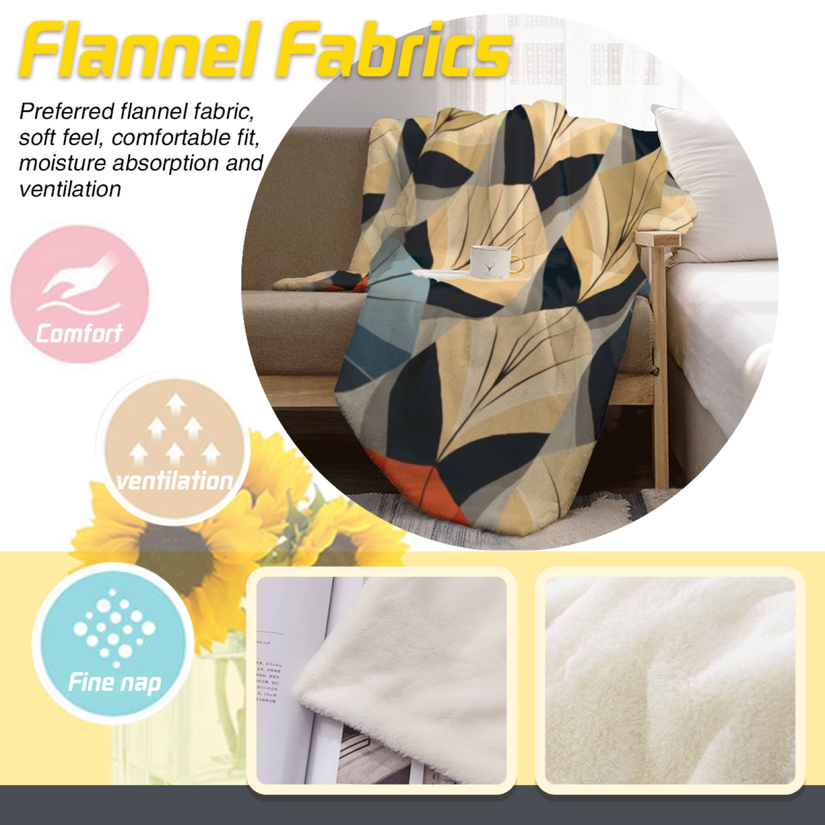 Alpine Spectrum Expressive Print Flannel Sofa Throw in Soft Neutral
