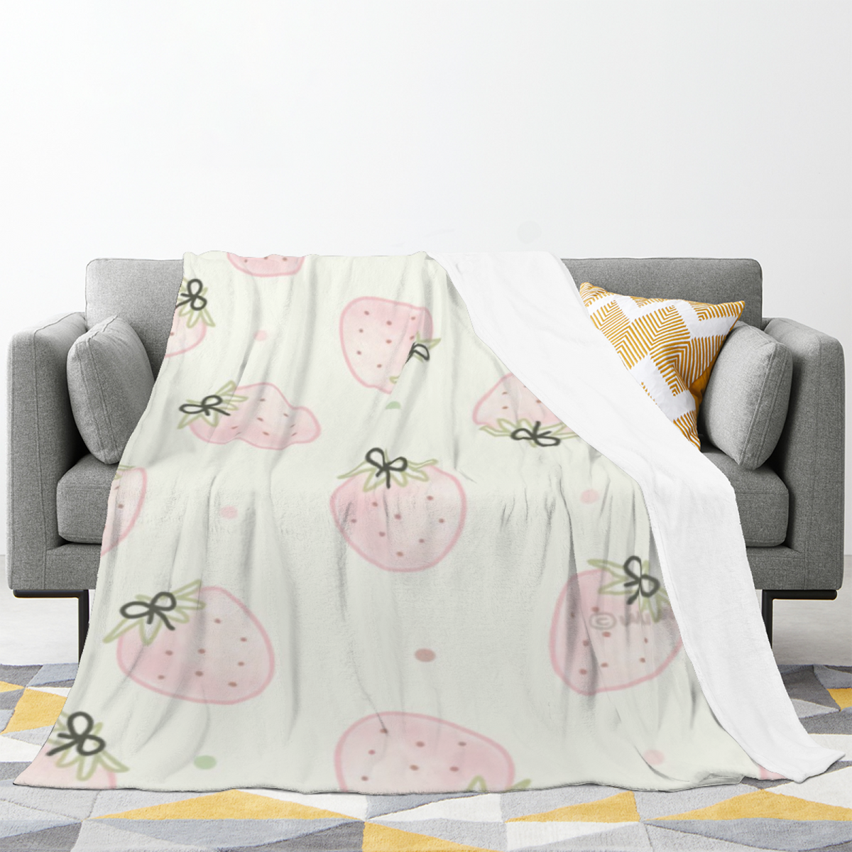 Creamy Ivory Whimsical Decor Plush Flannel Throw ¨C Aurora Meadow Edition