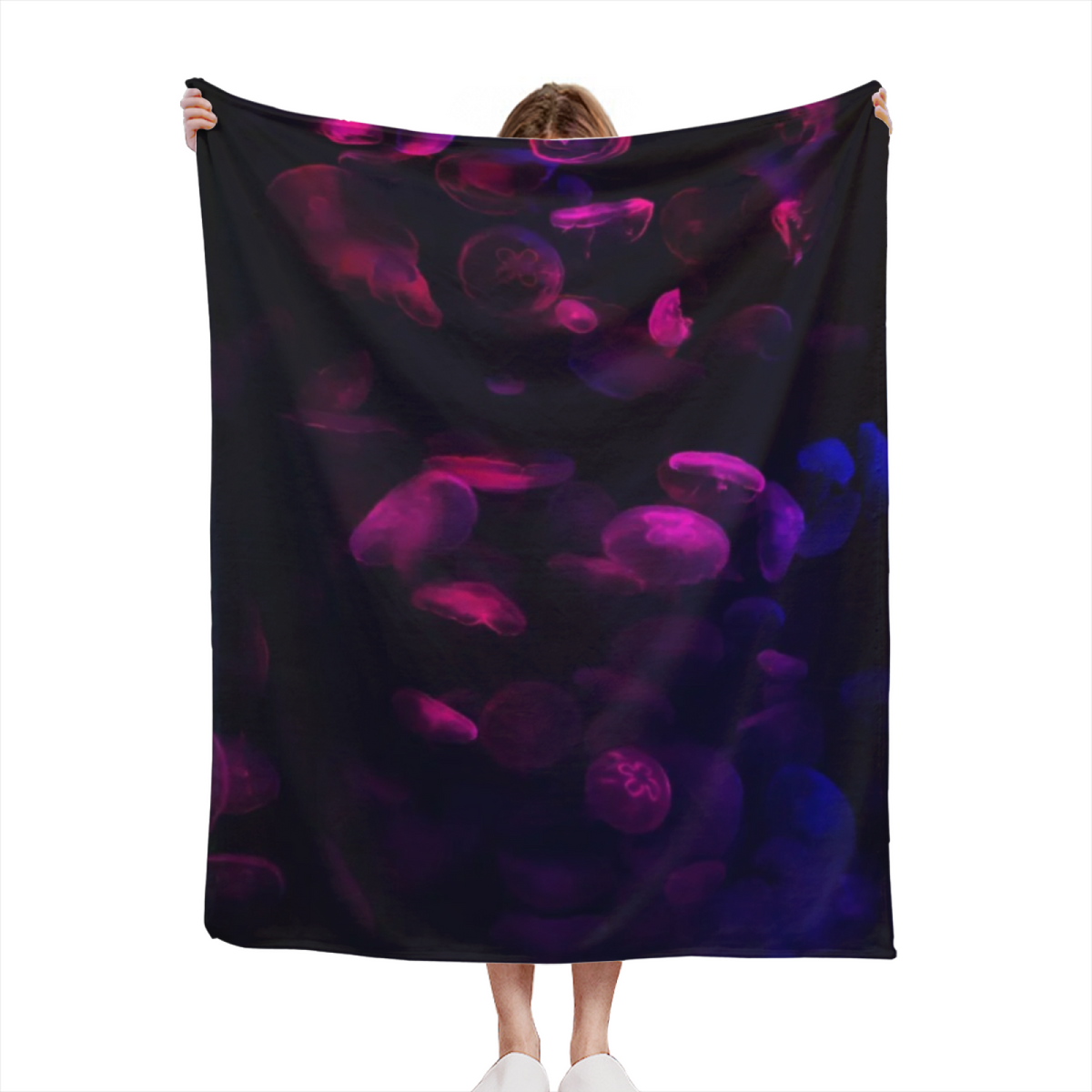 Electric Daydream Expressive Print Cozy Flannel Bed Blanket in Dusty Lilac