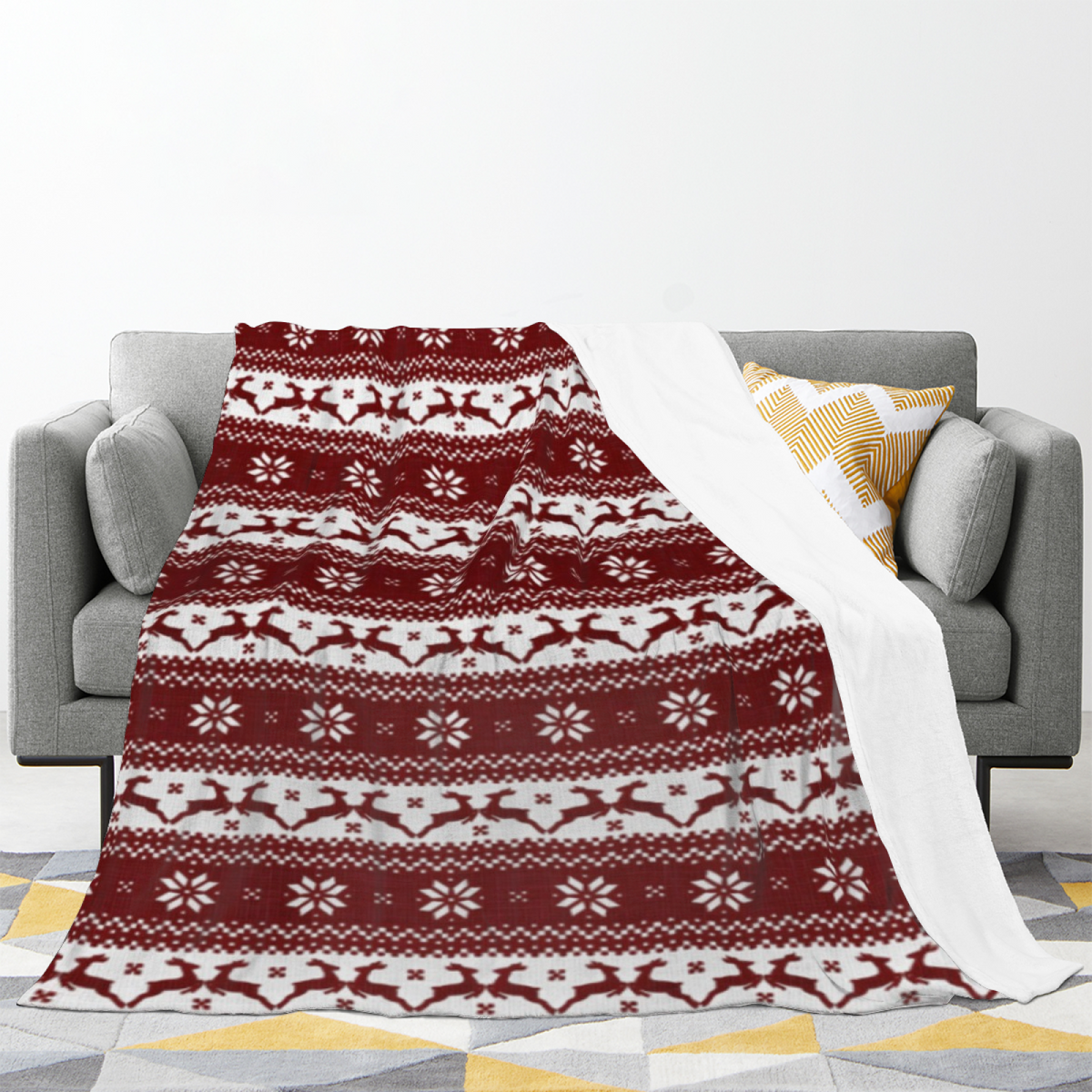 Earthy Multicolor Azure Kaleidoscope Plush Flannel Throw