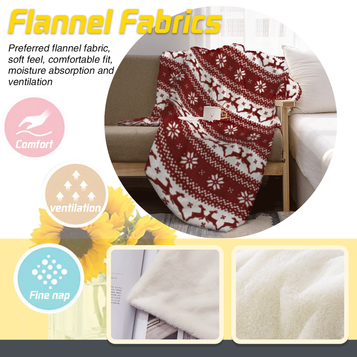 Earthy Multicolor Azure Kaleidoscope Plush Flannel Throw