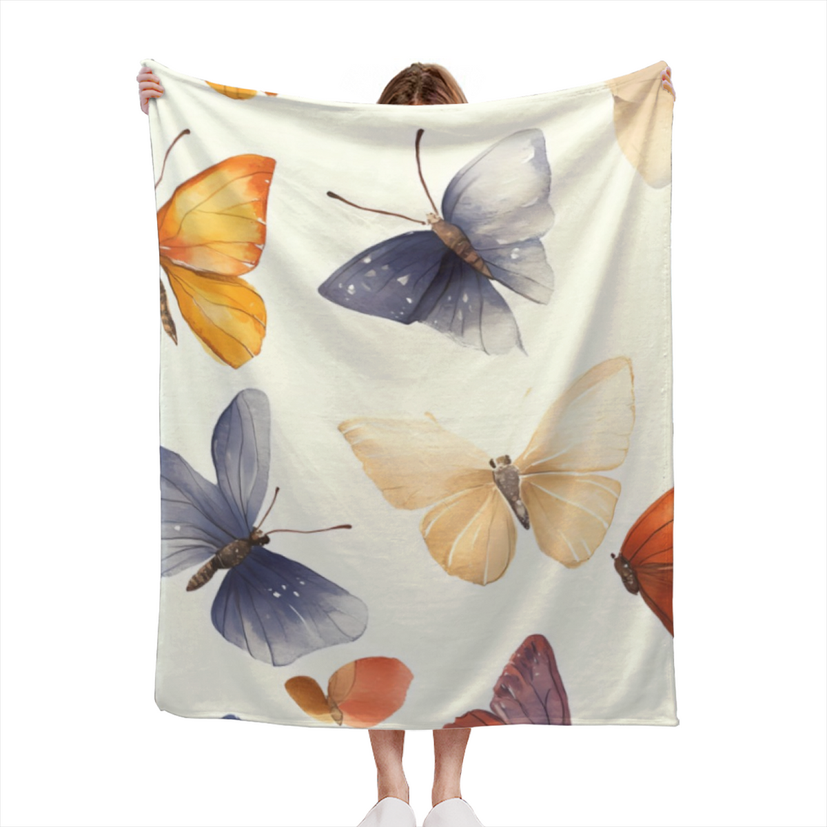 Cobalt Petal Soft Neutral Art Plush Flannel Throw
