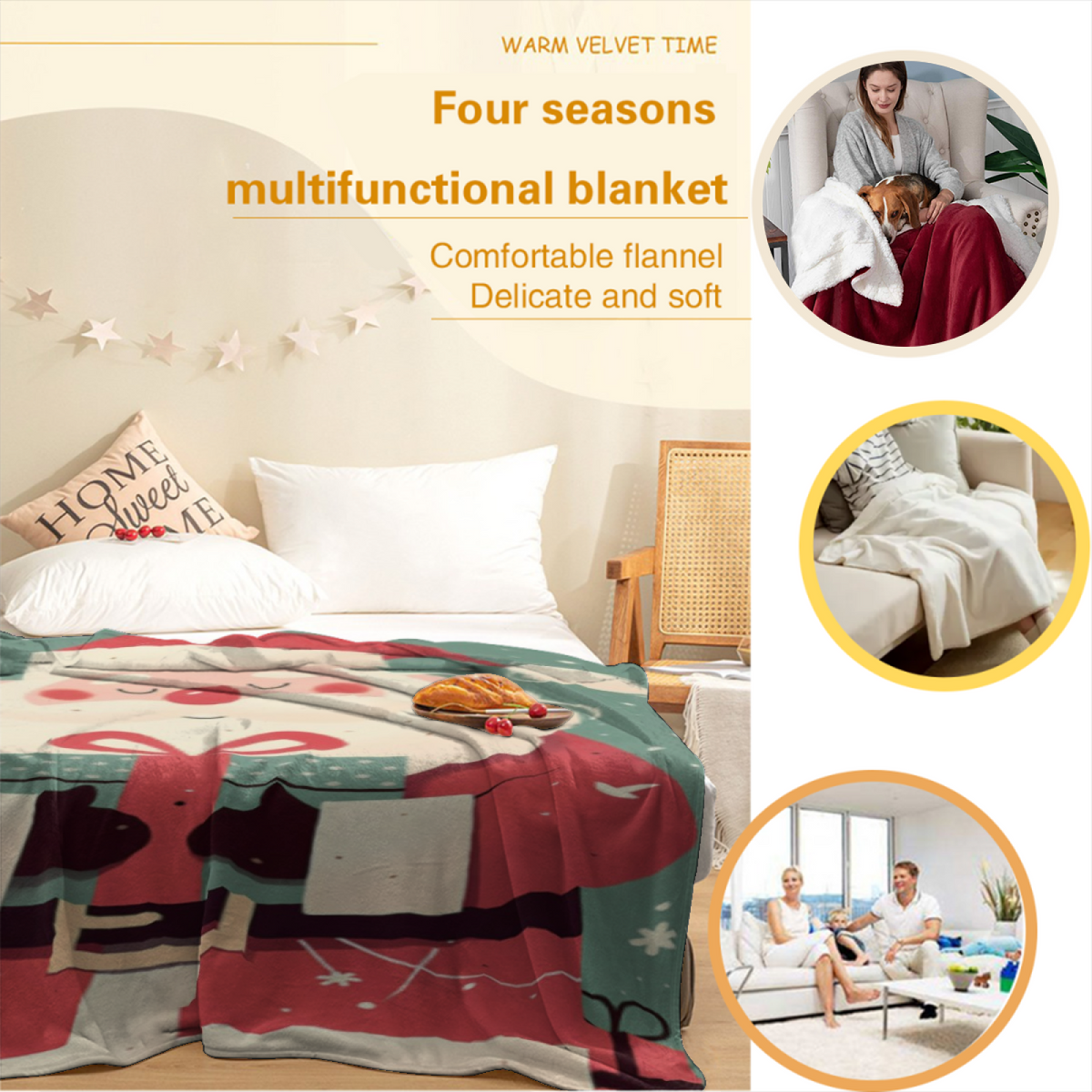 Mossy & Mosaic Playful Graphic All-Season Flannel Blanket