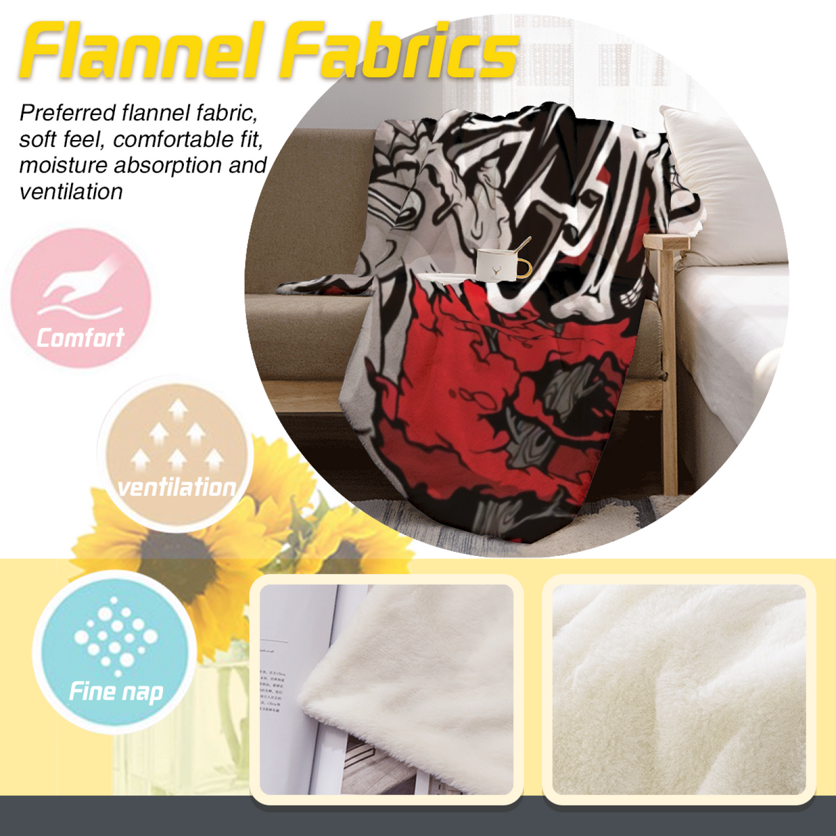 Mossy Mirage Home Accent Lightweight Flannel Throw ¨C Soft Neutral