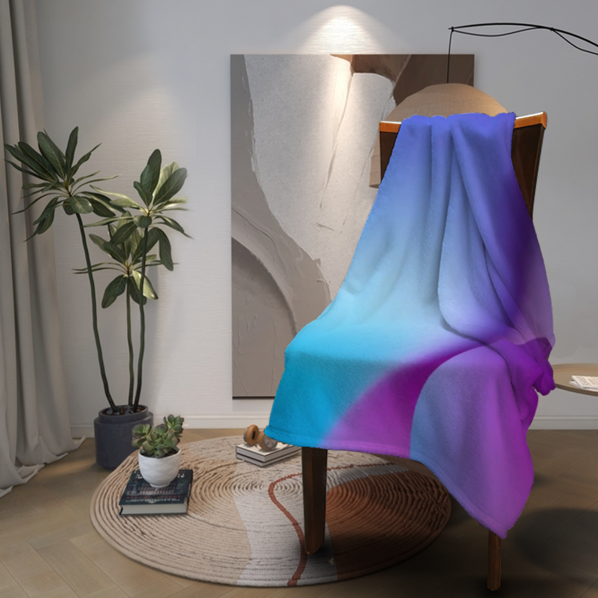 Electric Valley Muted Sage Art Flannel Throw Blanket