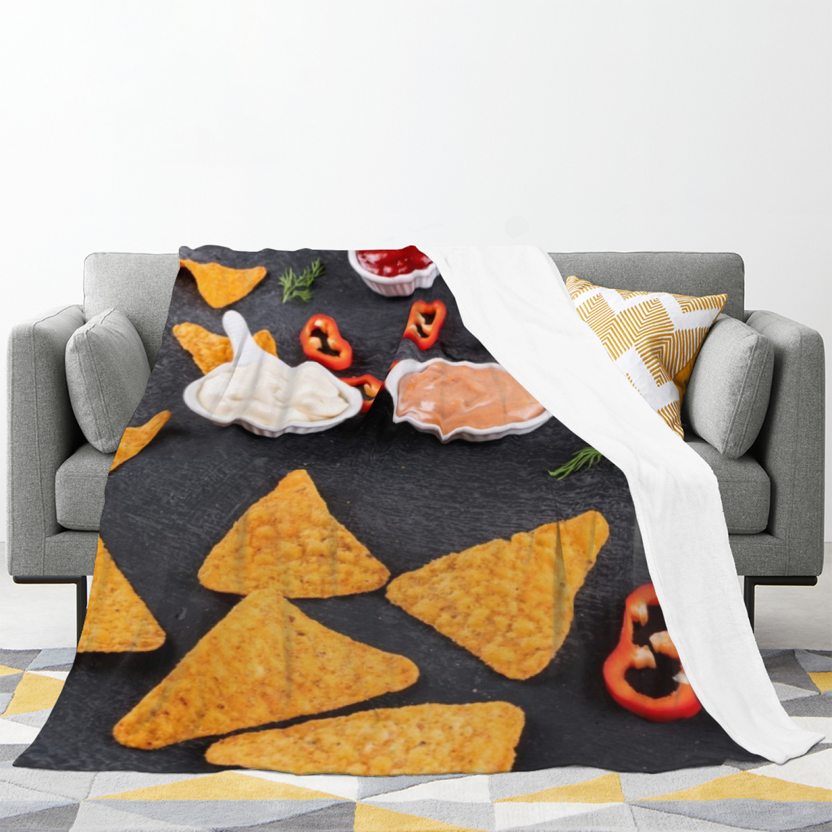Coastal Fern Inspired Cozy Flannel Bed Blanket ¨C Rich Multicolor Palette