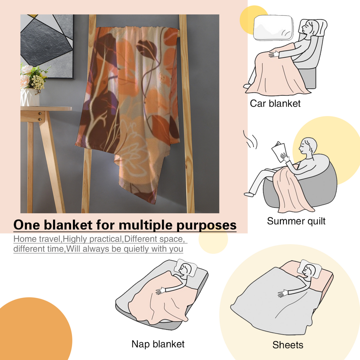 Azure Muse Pastel Multicolor Art Cozy Flannel Bed Blanket