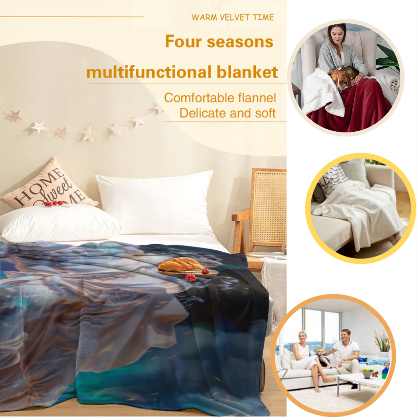 Digital Marble Statue Flannel Throw Blanket ¨C Futuristic Classical Art Design