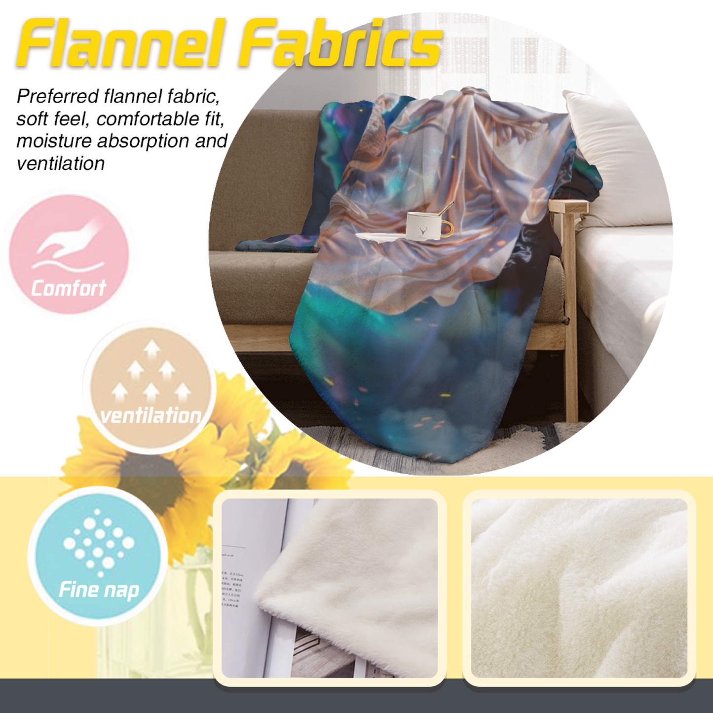 Digital Marble Statue Flannel Throw Blanket ¨C Futuristic Classical Art Design