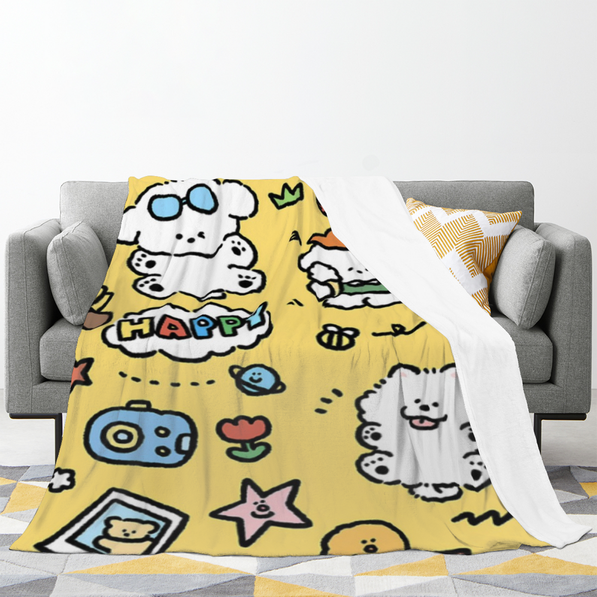 Silver Odyssey Pastel Multicolor Art All-Season Flannel Blanket