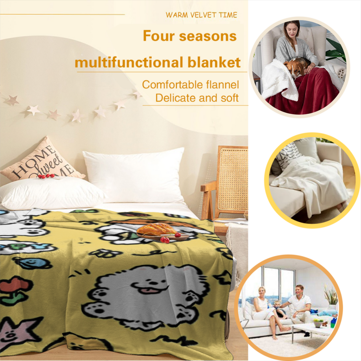Silver Odyssey Pastel Multicolor Art All-Season Flannel Blanket