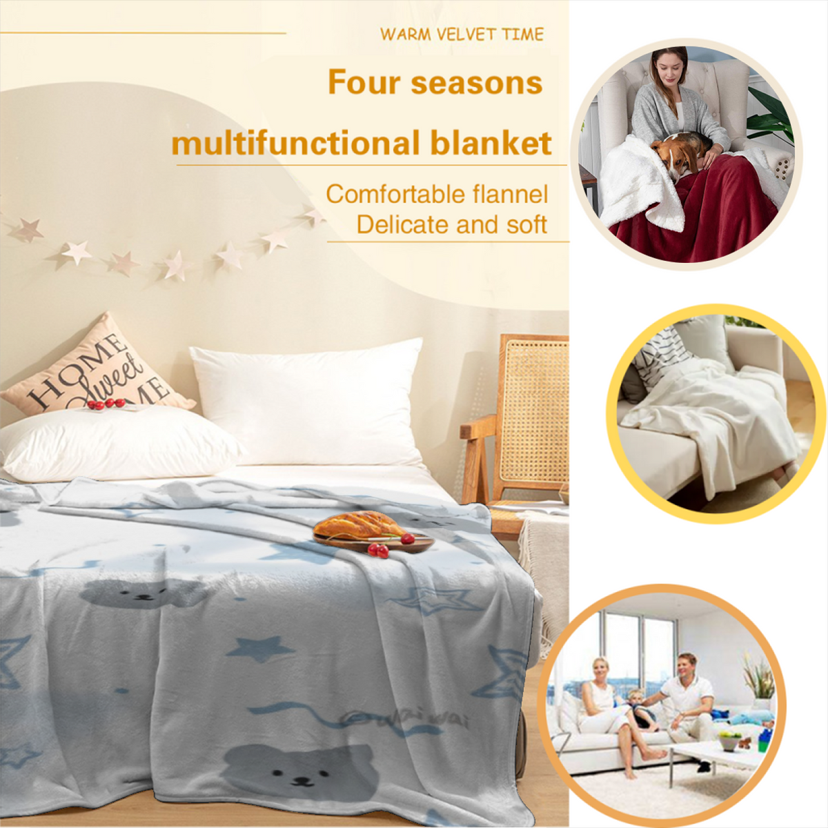 Luminous & Sonnet Playful Graphic All-Season Flannel Blanket