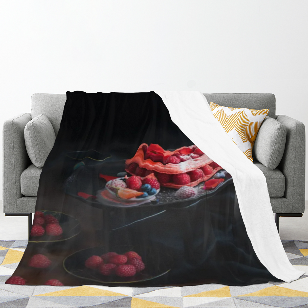 Starlit Thicket Muted Sage Art Flannel Throw Blanket