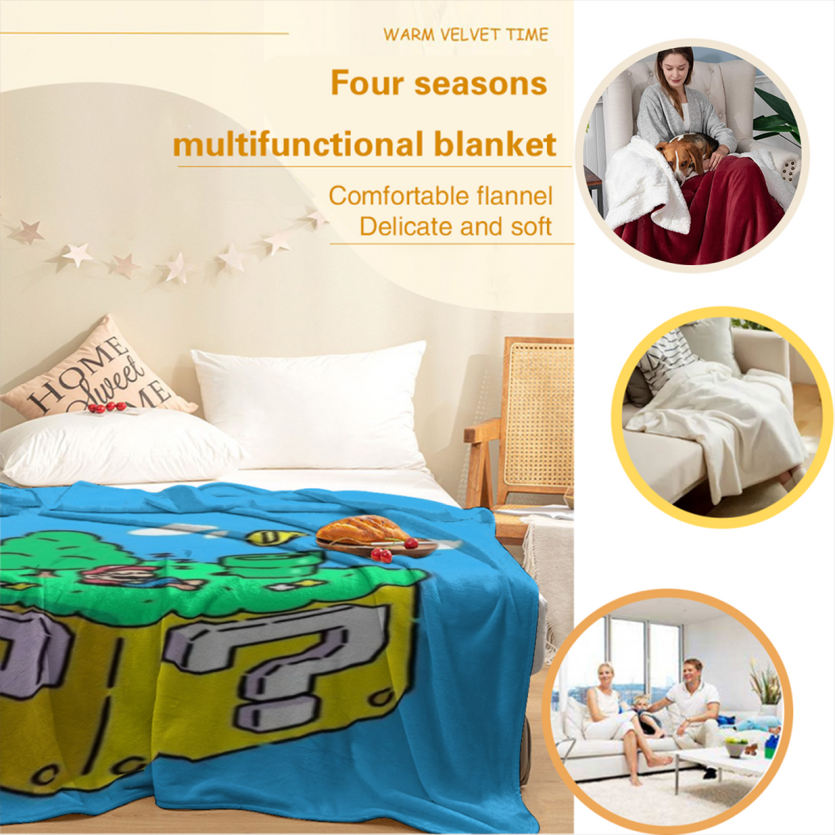 Celestial Horizon Pastel Multicolor Modern Art Flannel Throw Blanket
