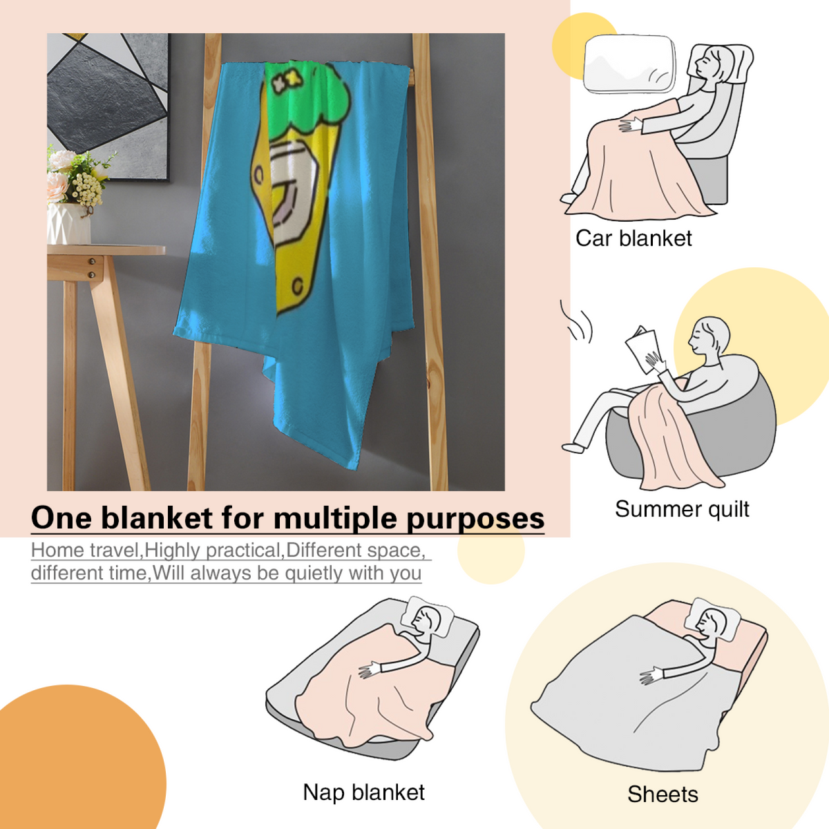 Celestial Horizon Pastel Multicolor Modern Art Flannel Throw Blanket