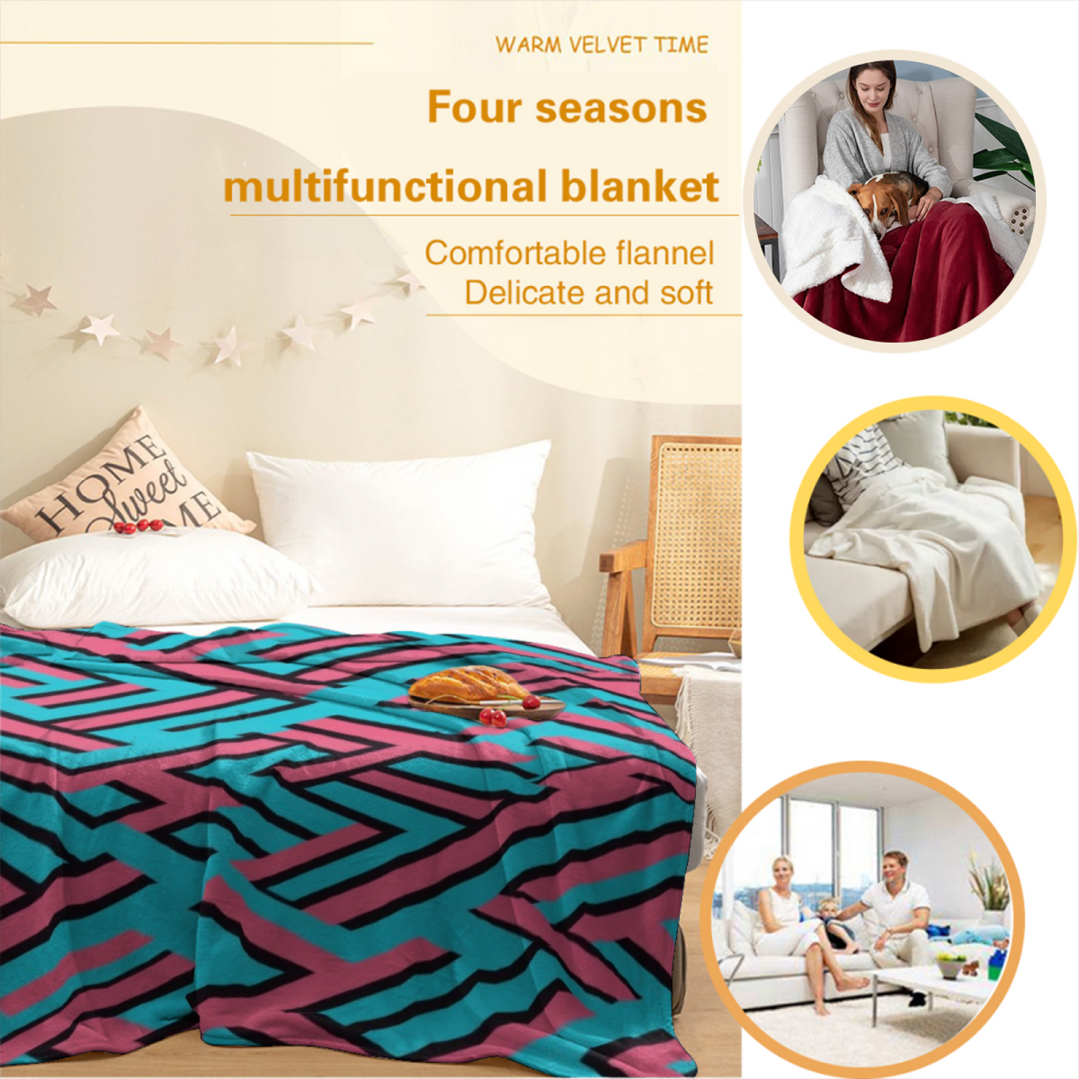 Gilded Horizon Lightweight Flannel Throw in Soft Neutral