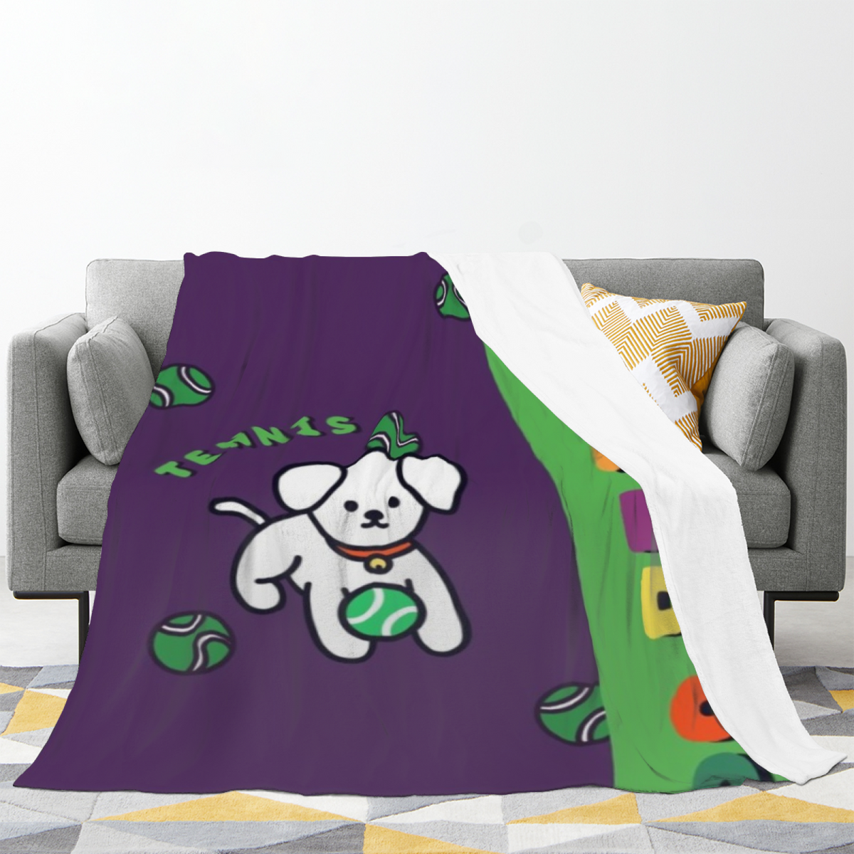 Moonbeam & Fern Playful Graphic Plush Flannel Throw