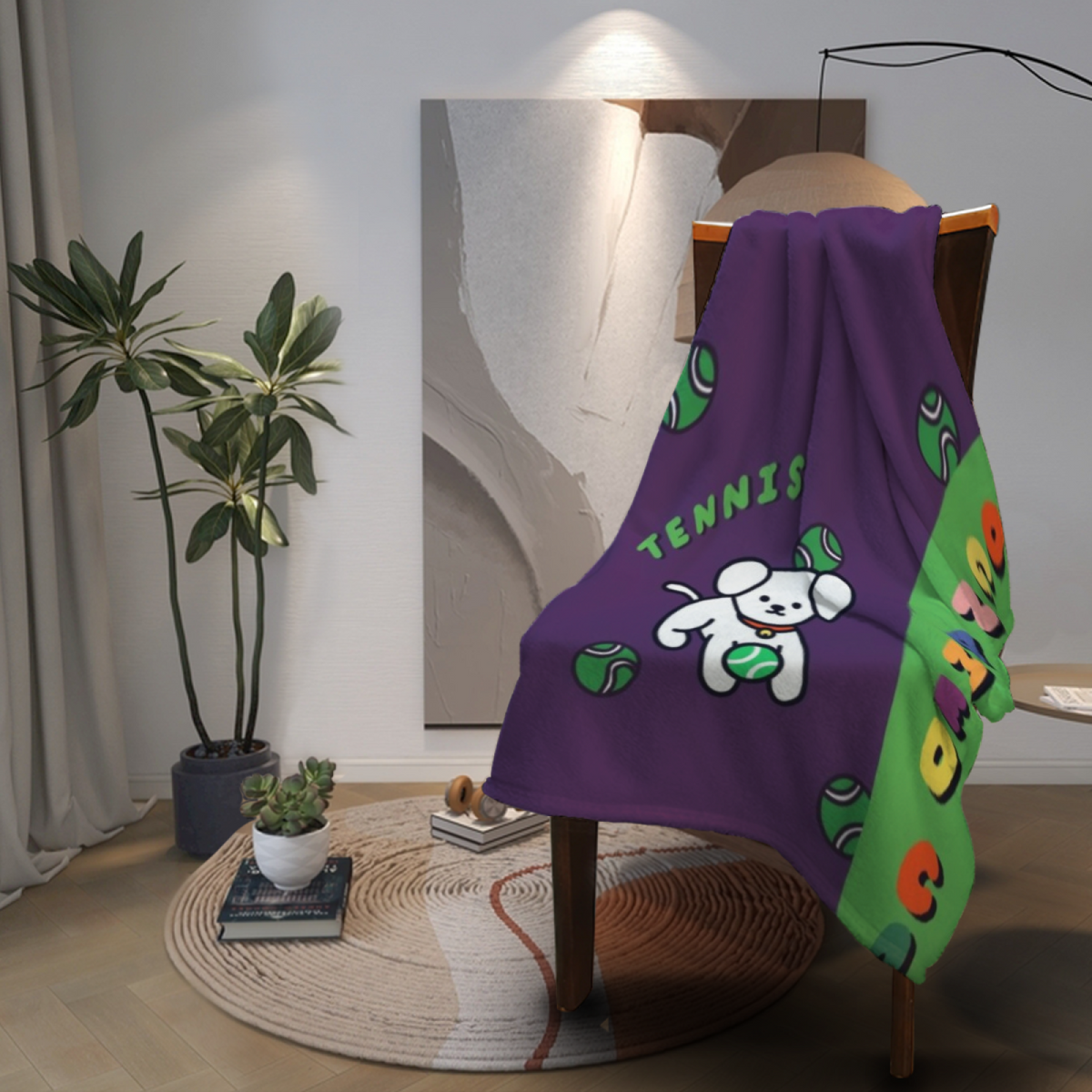 Moonbeam & Fern Playful Graphic Plush Flannel Throw