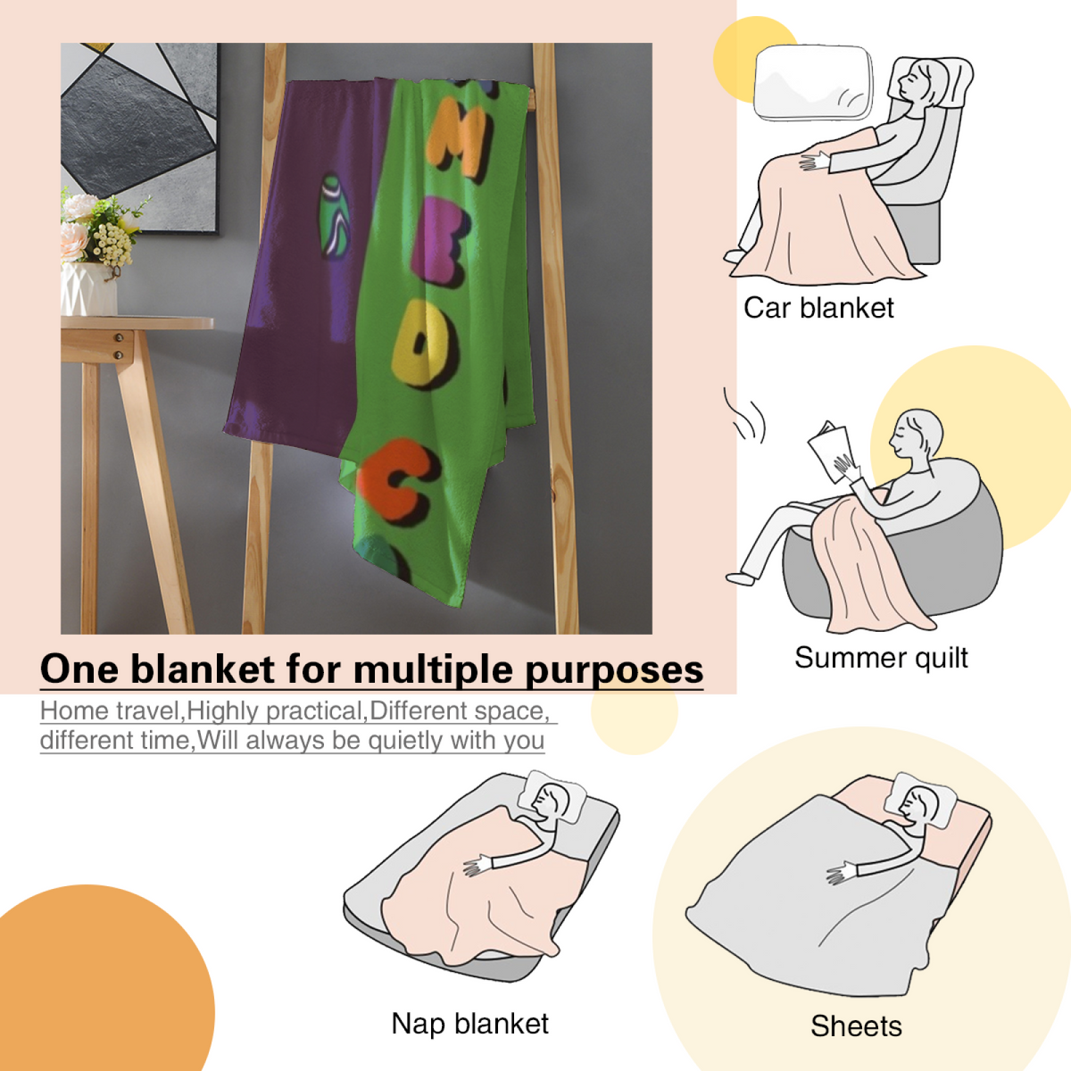 Moonbeam & Fern Playful Graphic Plush Flannel Throw
