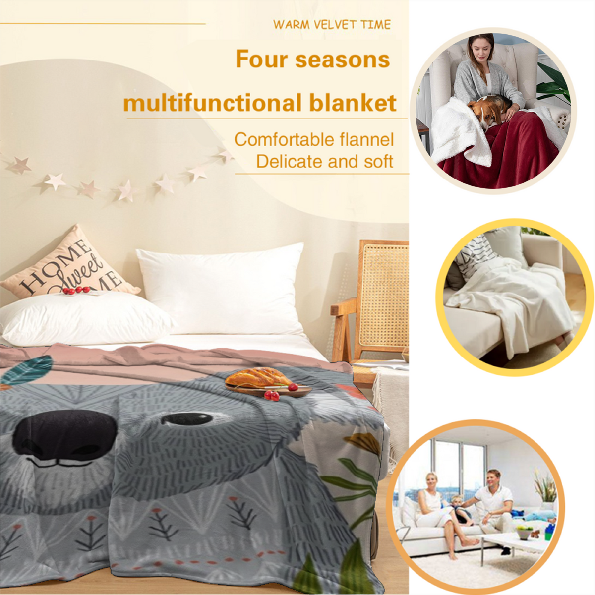 Pastel Multicolor Whimsical Decor Plush Flannel Throw ¨C Radiant Hearth Edition