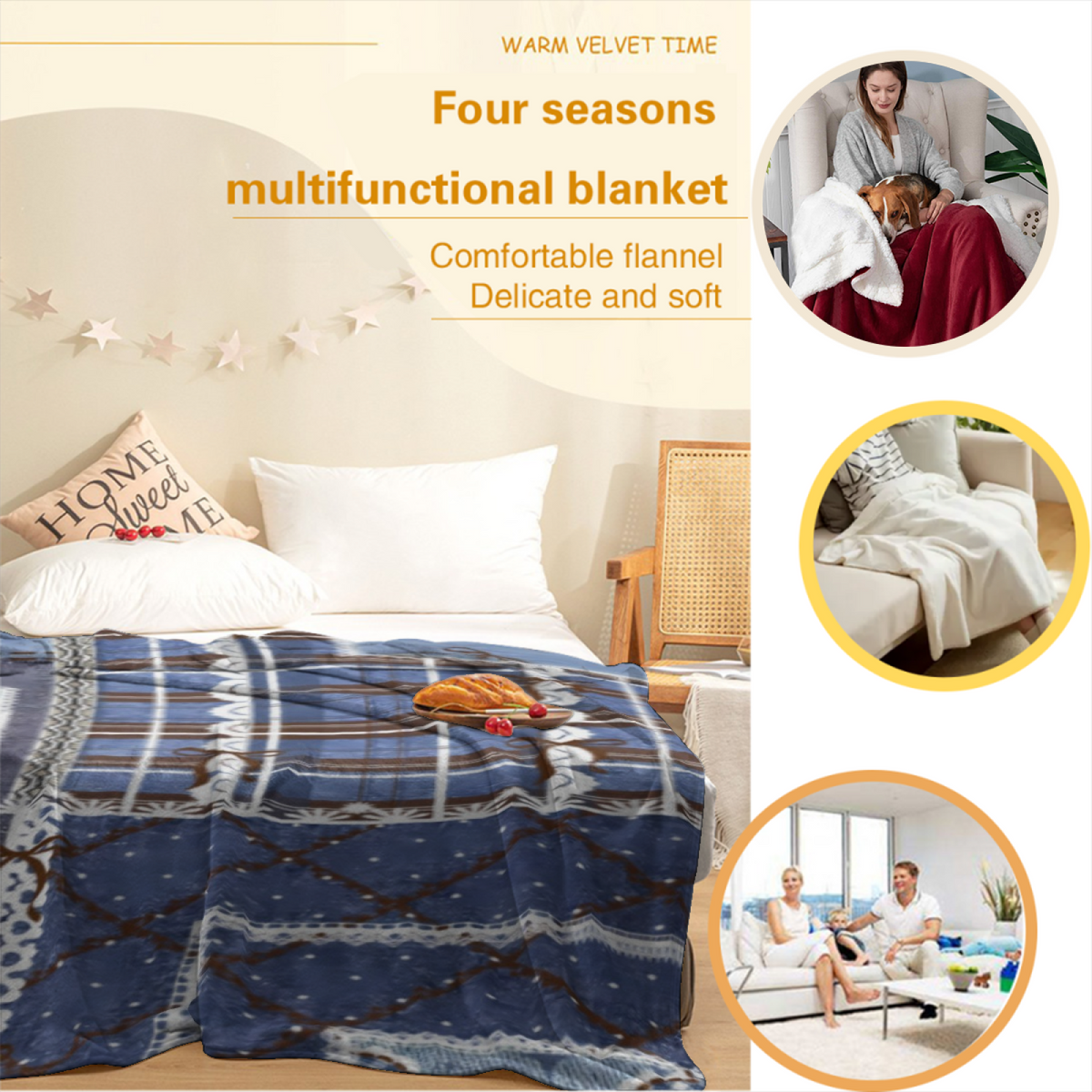 Harbor Odyssey Soft Neutral Art Cozy Flannel Bed Blanket
