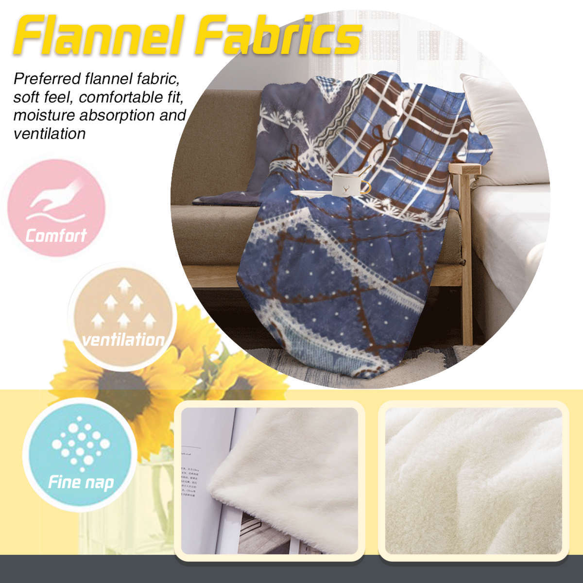 Harbor Odyssey Soft Neutral Art Cozy Flannel Bed Blanket