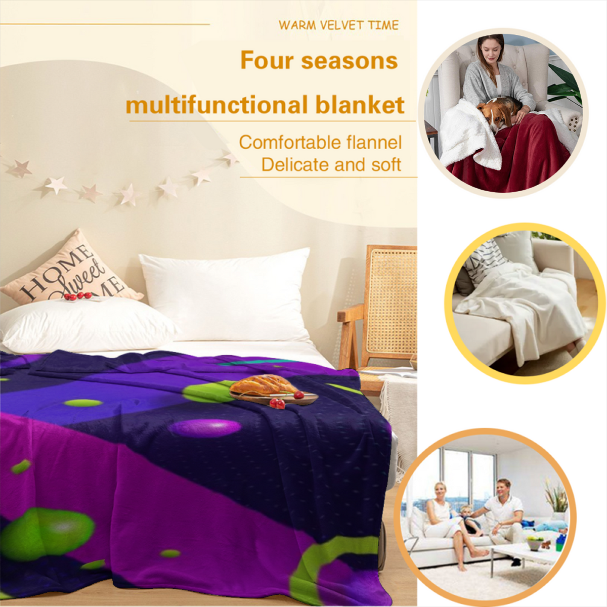 Festival Fable Lightweight Flannel Throw in Dusty Lilac