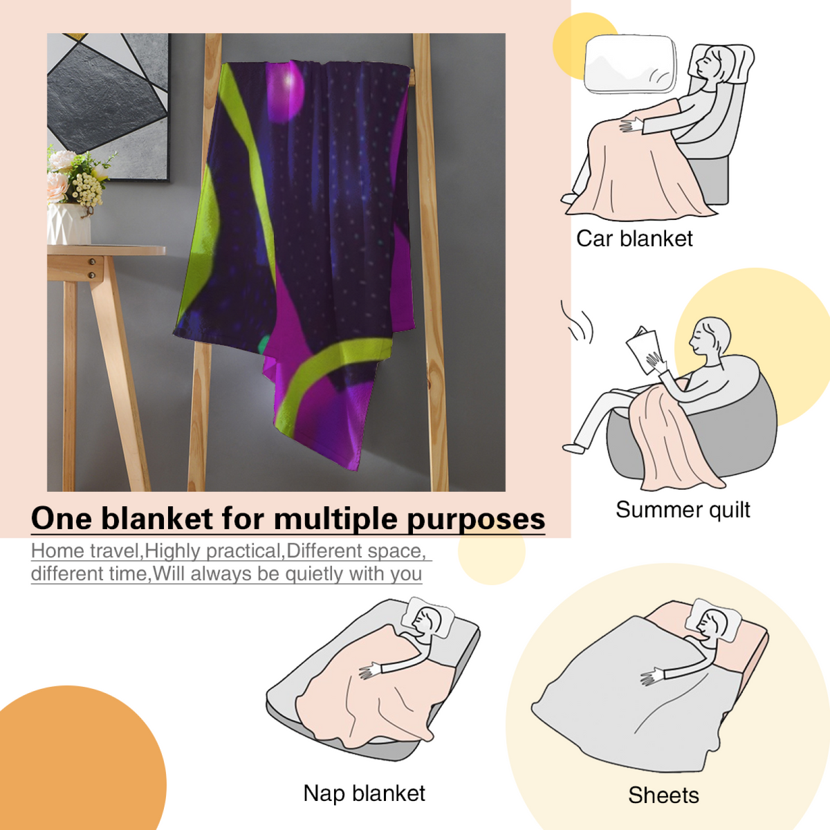 Festival Fable Lightweight Flannel Throw in Dusty Lilac