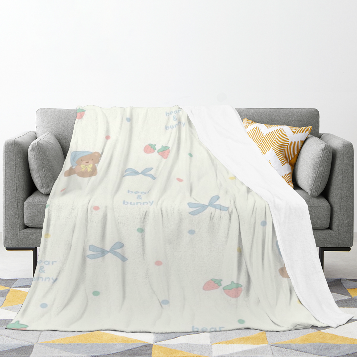 Festival Treasure Creamy Ivory Modern Art Flannel Throw Blanket