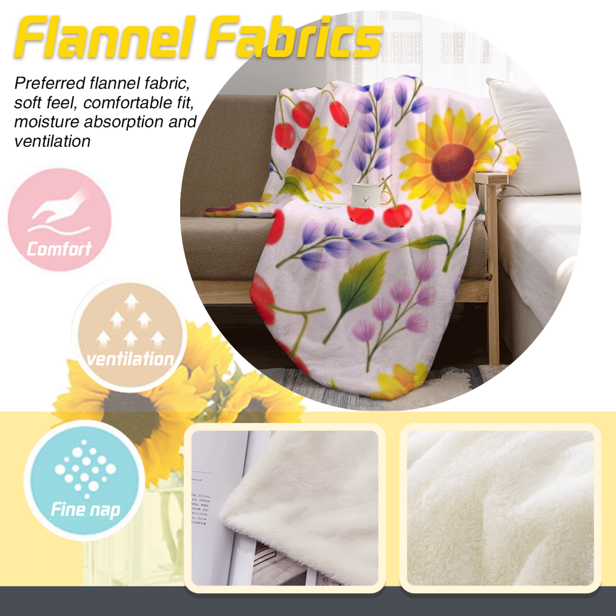 Aurora Fern Soft Flannel Blanket in Dusty Lilac