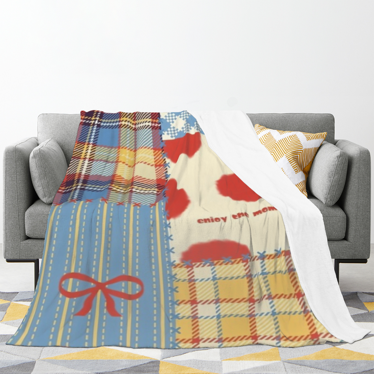 Starlit Nectar Expressive Print Cozy Flannel Bed Blanket in Pastel Multicolor