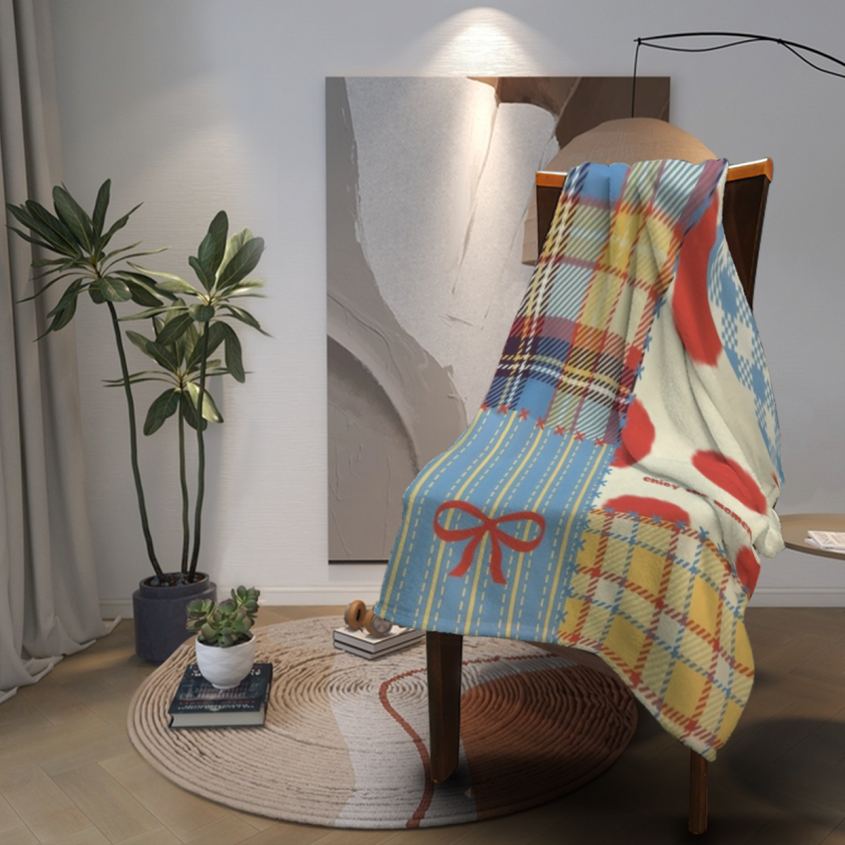 Starlit Nectar Expressive Print Cozy Flannel Bed Blanket in Pastel Multicolor
