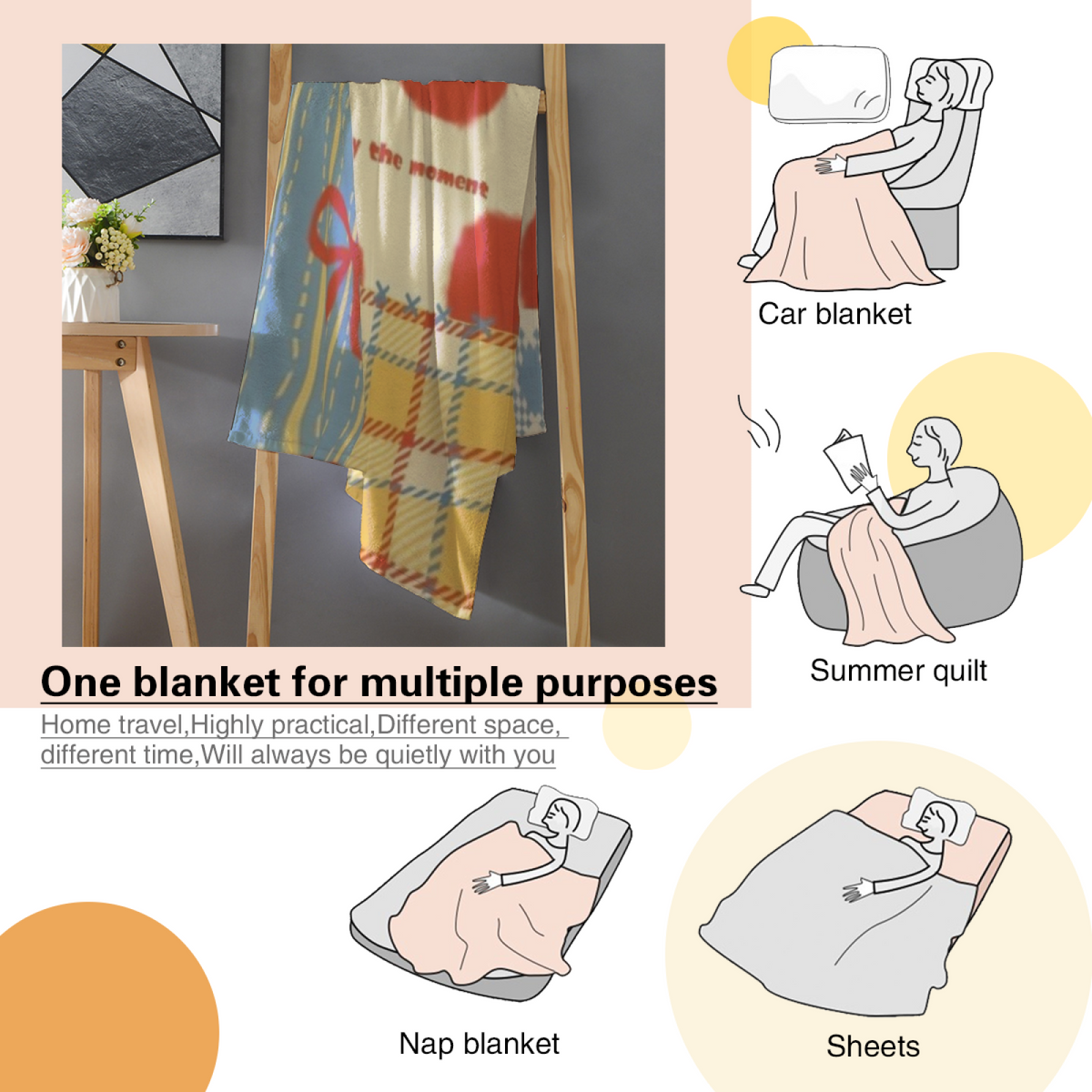 Starlit Nectar Expressive Print Cozy Flannel Bed Blanket in Pastel Multicolor