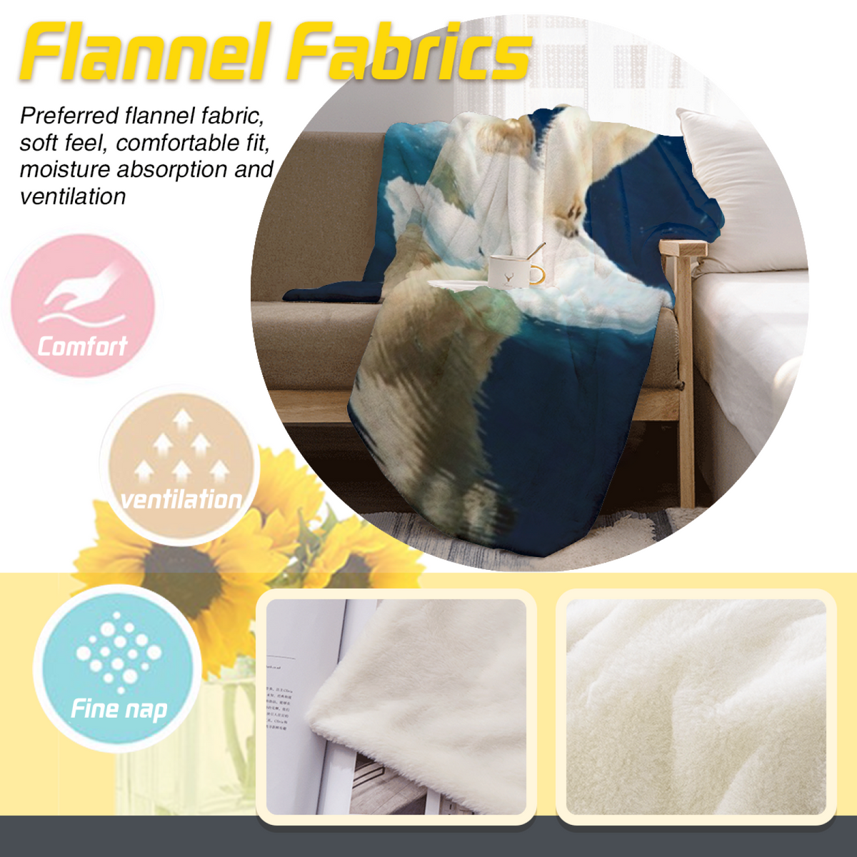 Copper Sprout Inspired Cozy Flannel Bed Blanket ¨C Earthy Neutral Palette