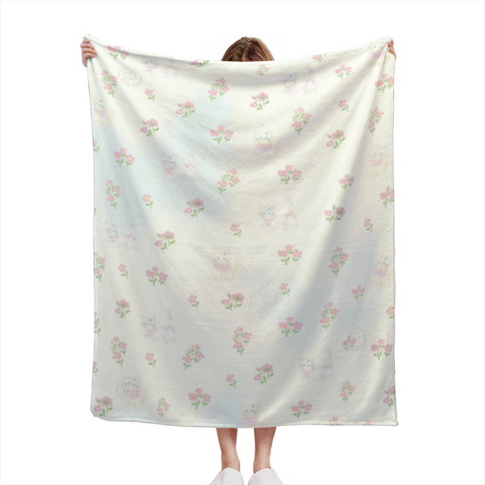 Aurora Mirage Expressive Print Cozy Flannel Bed Blanket in Creamy Ivory