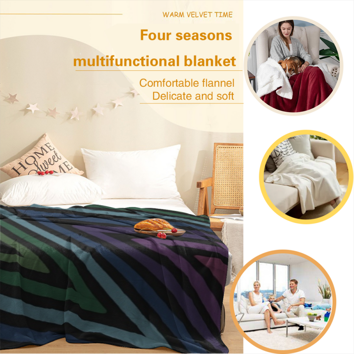 Dreamy Soft Neutral Velvet Petal Flannel Throw Blanket