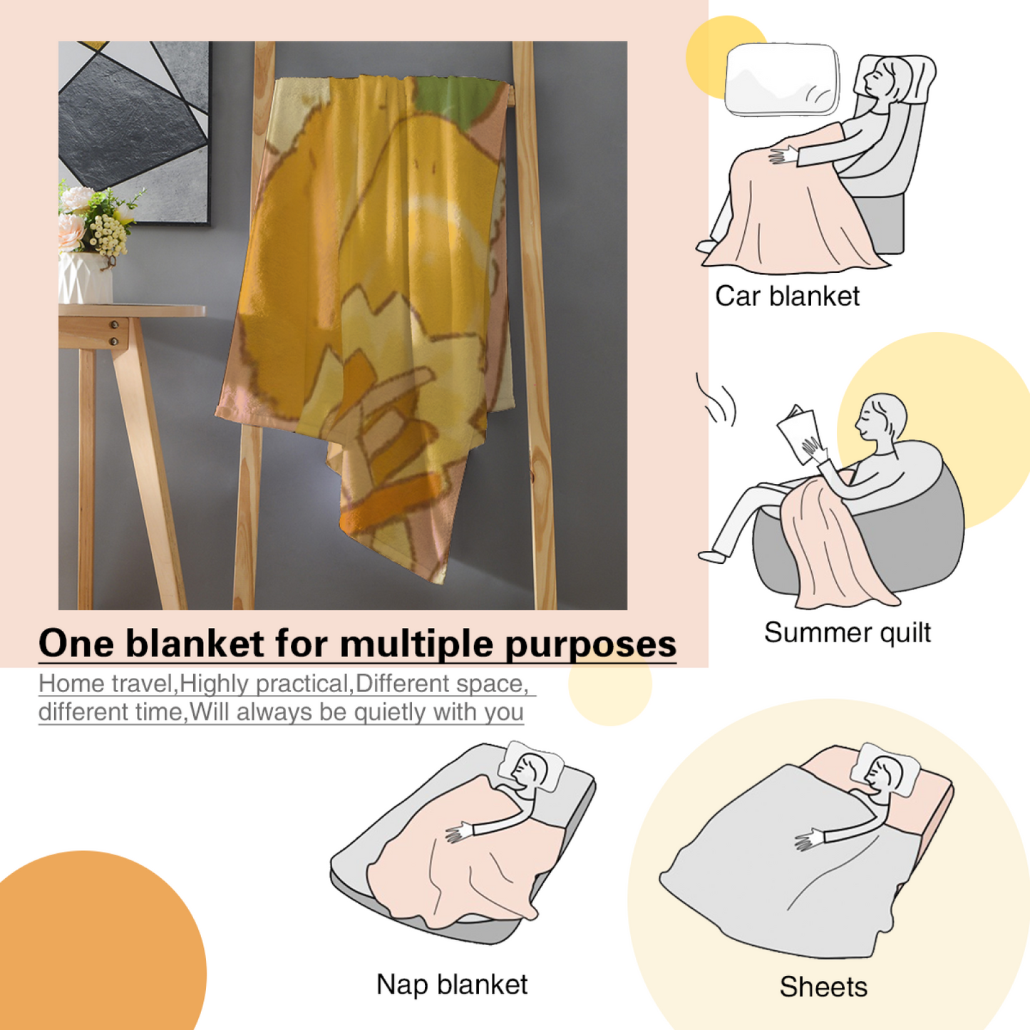 Yellow Breakfast Flannel Throw Blanket ¨C Cute Egg and Toast Illustration