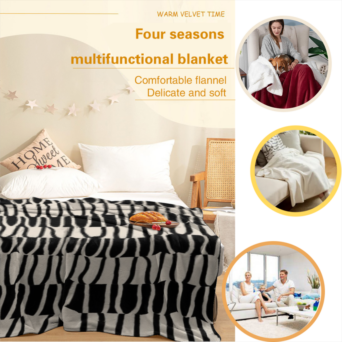 Lagoon Breeze Pastel Multicolor Modern Art Decorative Flannel Blanket