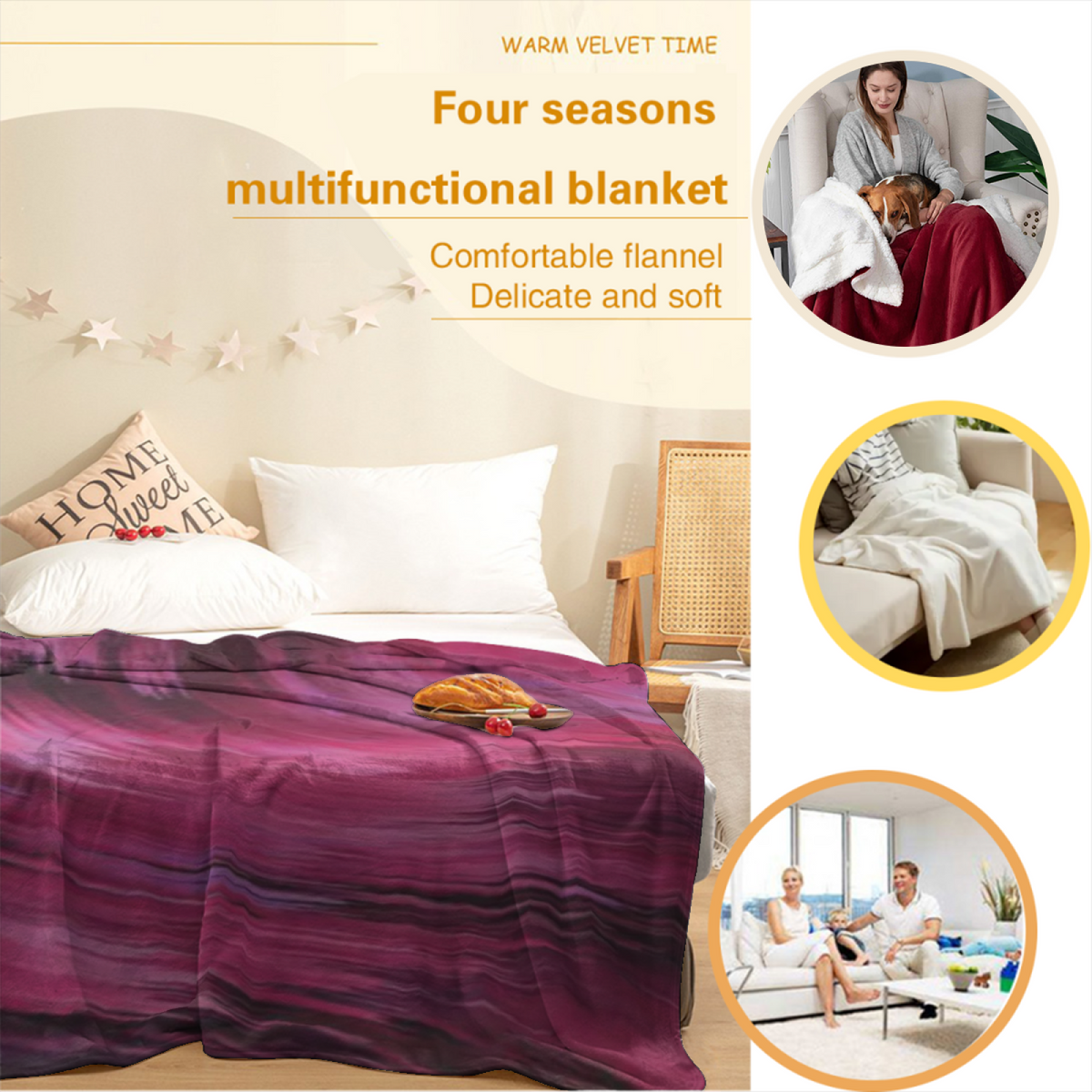 Mossy Spectrum Home Accent Soft Flannel Blanket ¨C Warm Coral