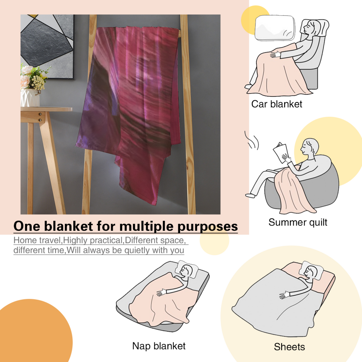 Mossy Spectrum Home Accent Soft Flannel Blanket ¨C Warm Coral