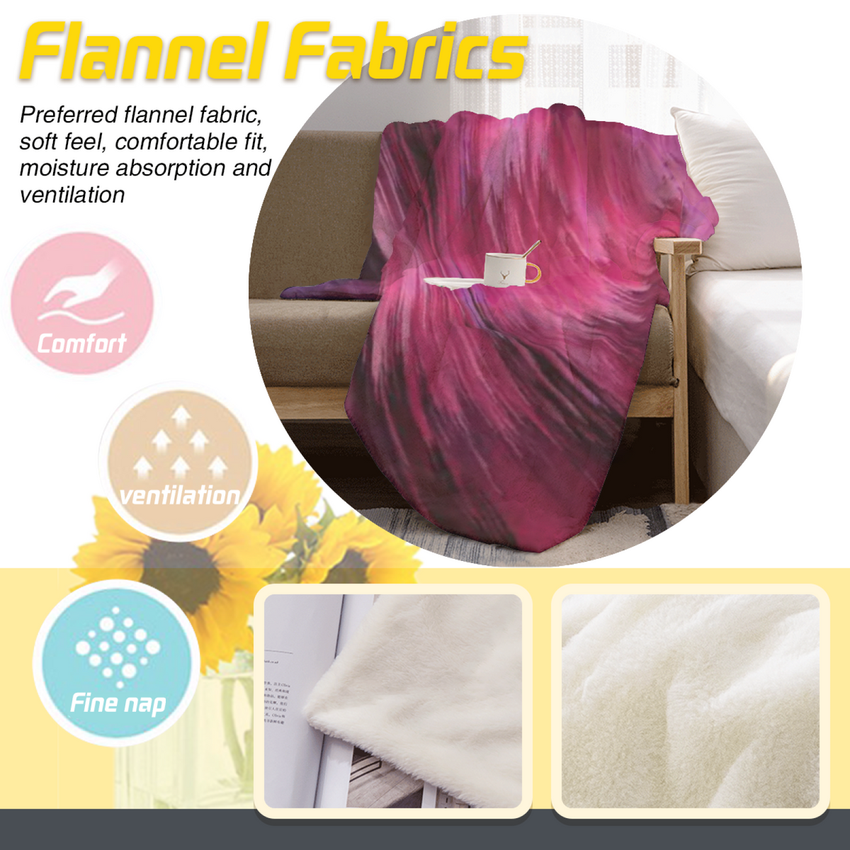 Mossy Spectrum Home Accent Soft Flannel Blanket ¨C Warm Coral