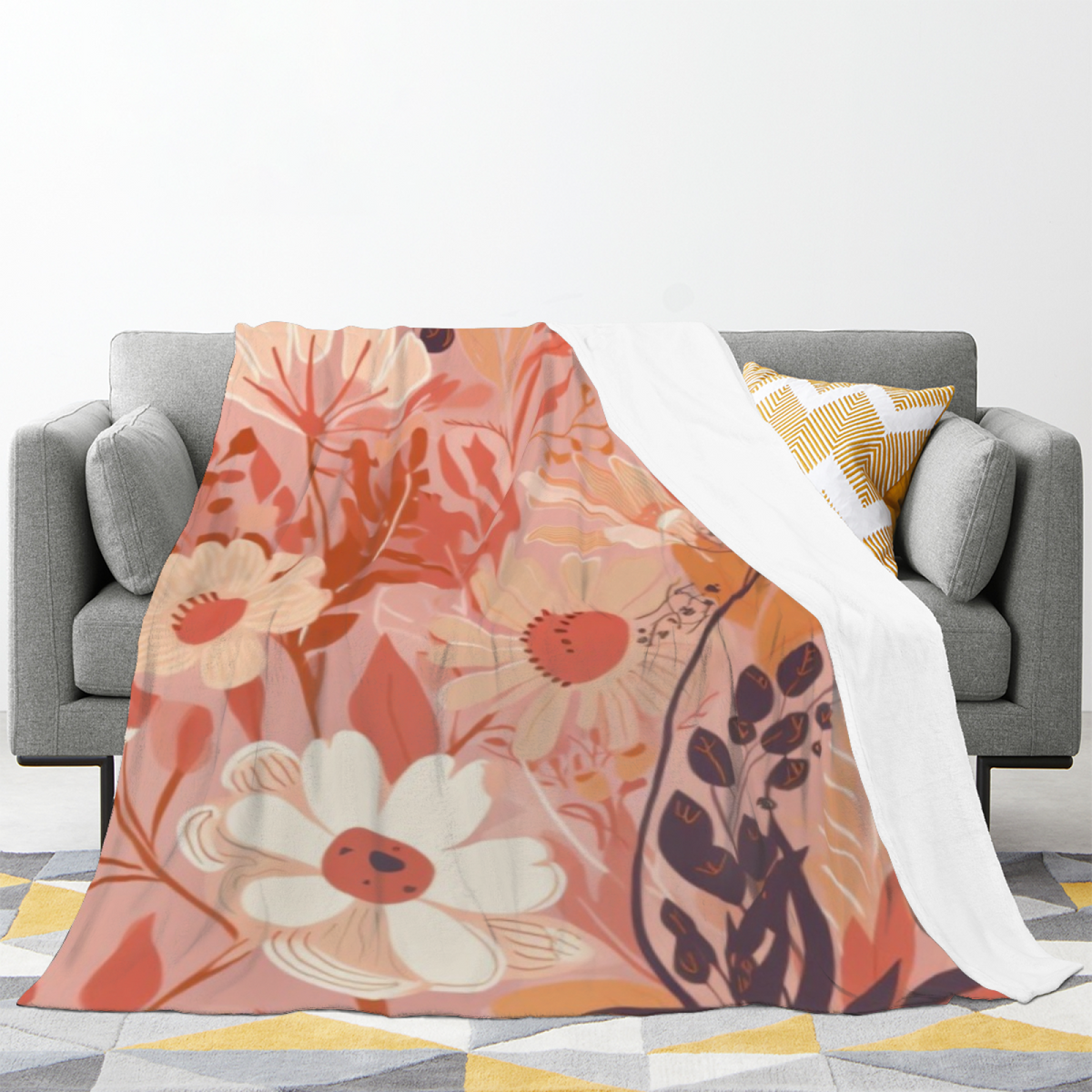 Terracotta Mosaic Pastel Multicolor Art Lightweight Flannel Throw