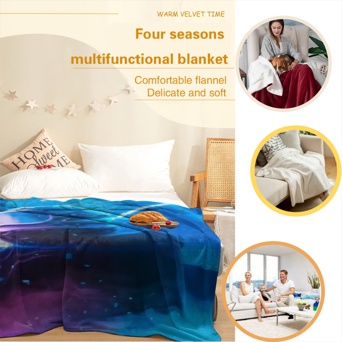 Gilded & Wonder Playful Graphic All-Season Flannel Blanket