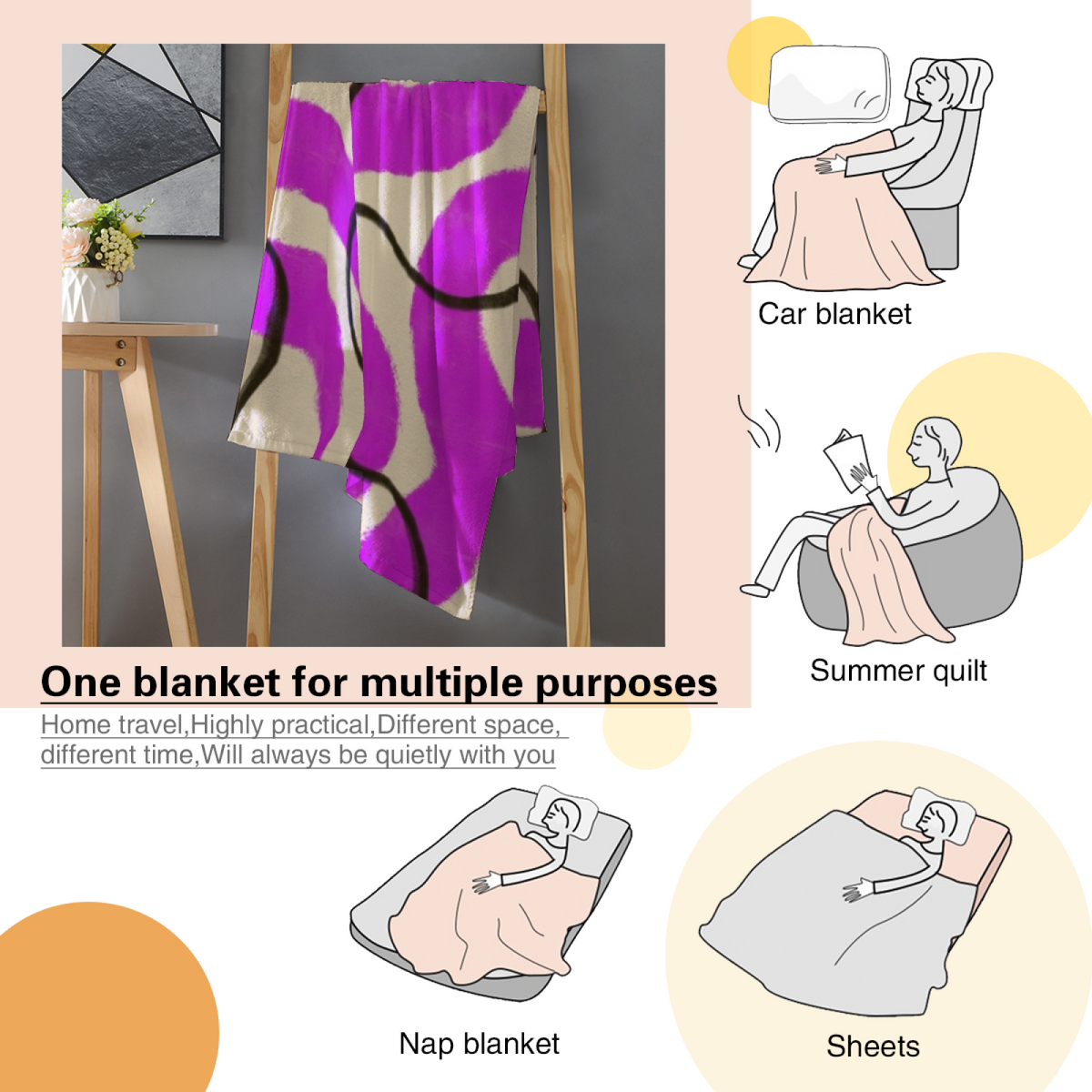 Soft Minimalist All-Season Flannel Blanket ¨C Tangerine Daydream Collection