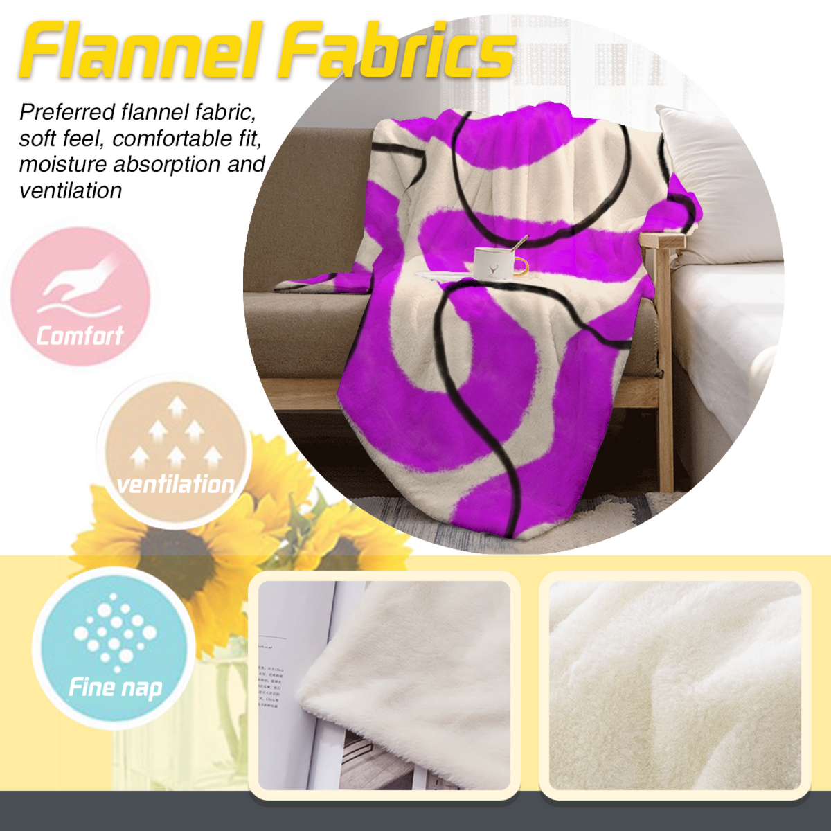 Soft Minimalist All-Season Flannel Blanket ¨C Tangerine Daydream Collection